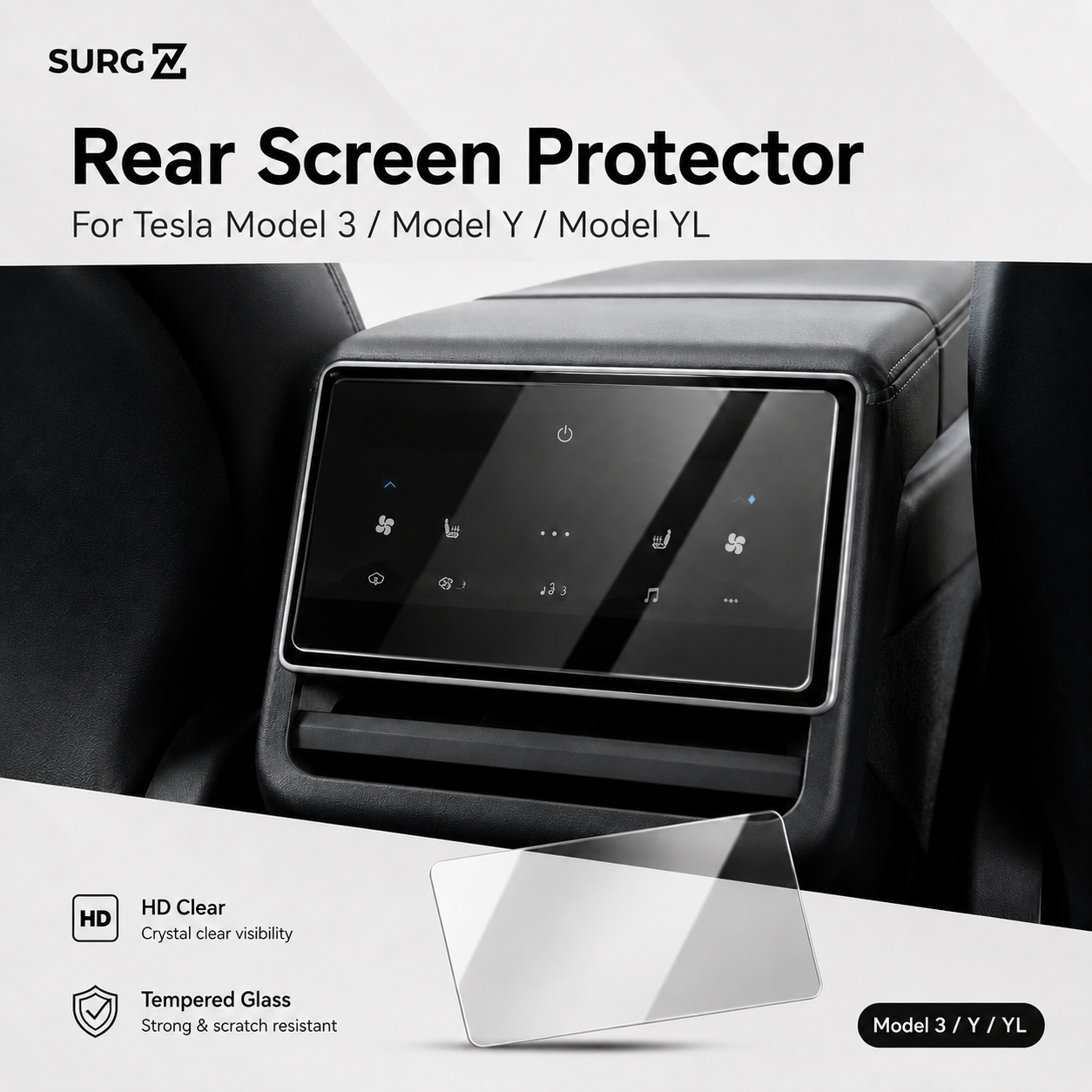Tesla Model 3 / Y / YL Tempered Glass Screen Protector – Front & Rear Display Protection