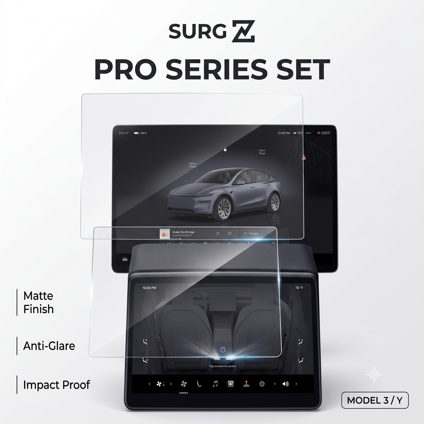 Tesla Model 3 / Y / YL Tempered Glass Screen Protector – Front & Rear Display Protection